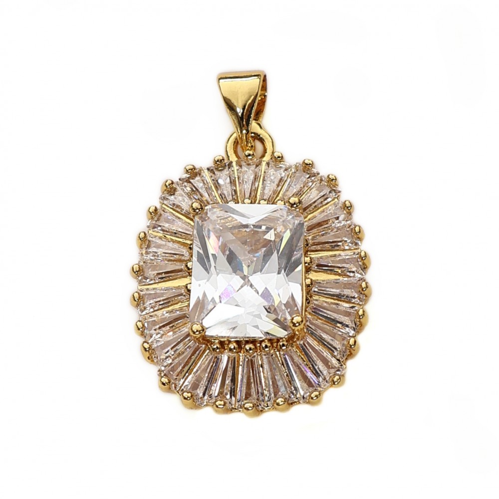 Pendant with zircons Lux 27x18mm 1pcs. (F12L3125) 