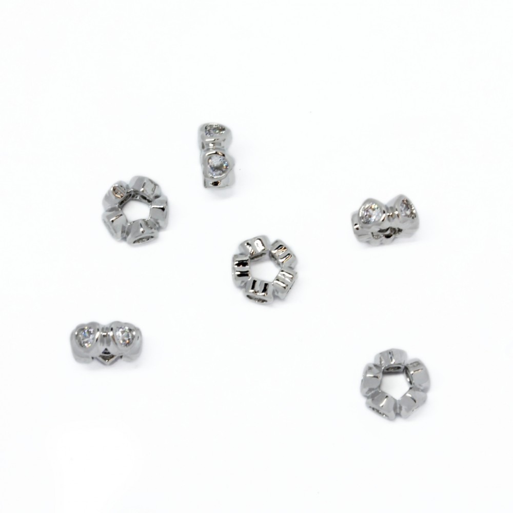 Spacer with zircons "LUX"  8x3mm 2pcs. (F13L1203)