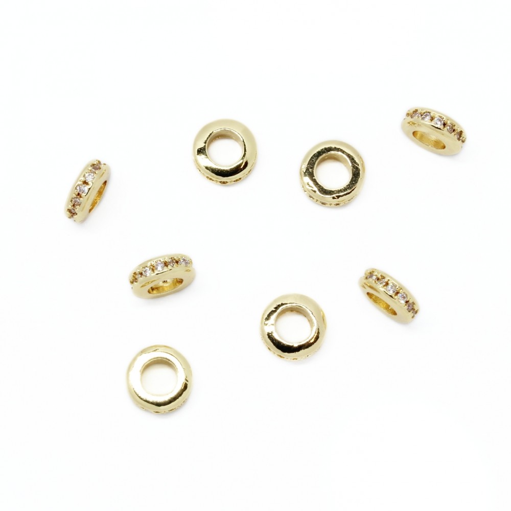 Spacer with zircons Lux  8x3mm 2pcs. (F13L3204) 