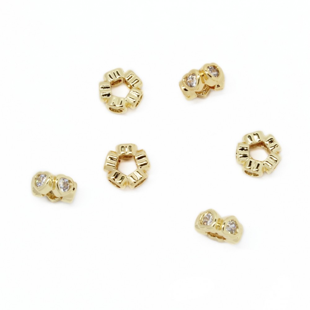 Spacer with zircons "LUX"  8x3mm 2pcs. (F13L3205)