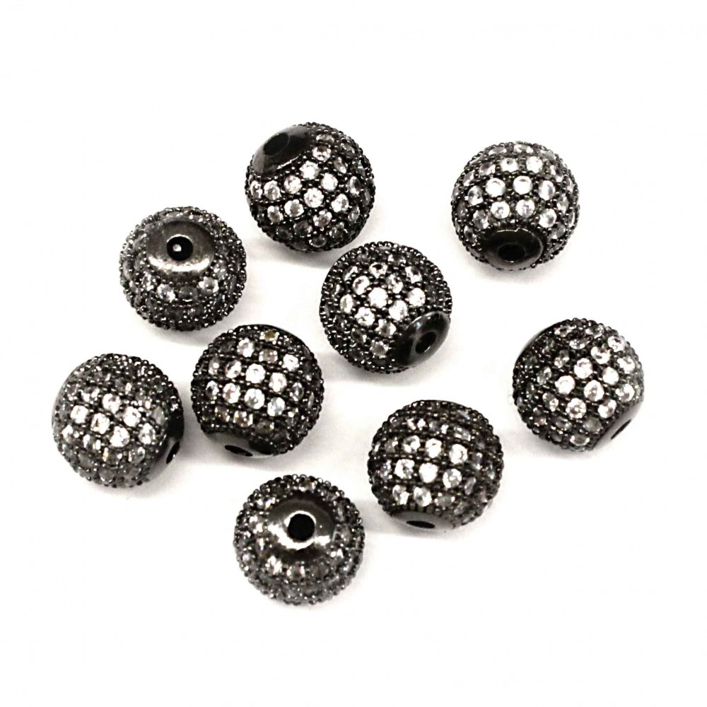 Spacer with zircons Lux 10mm 1pcs. (F13L7104) 