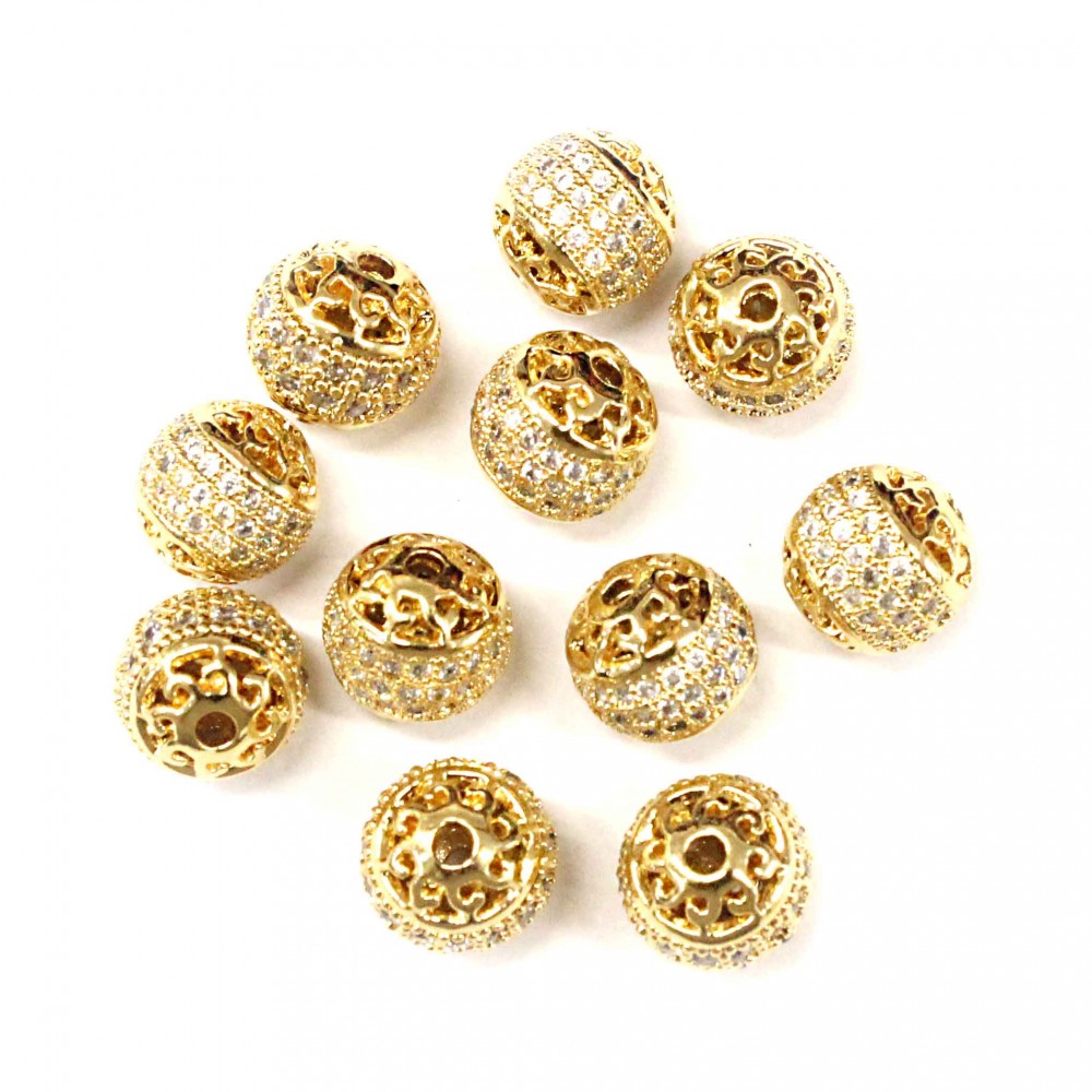 Spacer with zircons Lux 8mm 1pcs. (F13L3111) 