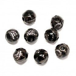 Perlen Yin und Yang mit Zirkonen "LUX" 10mm 1pcs. (F13L7109)