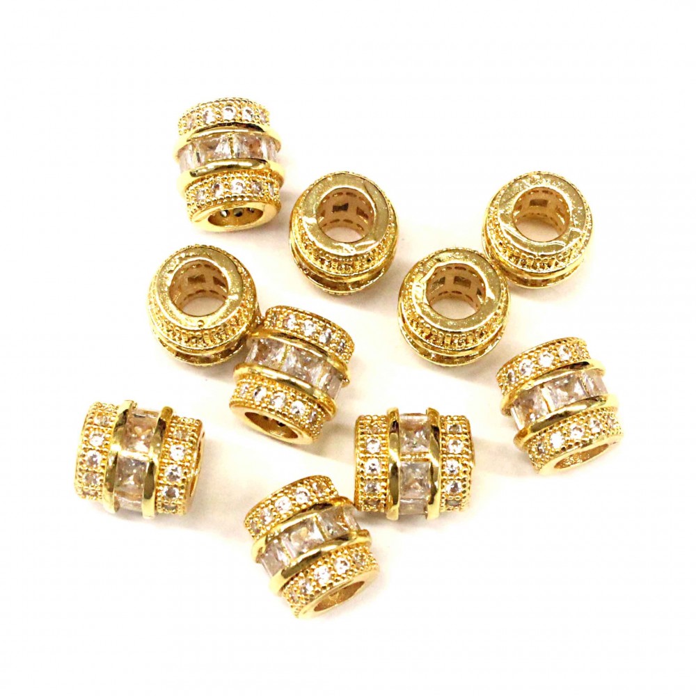 Spacer with zircons Lux  8x8mm 1pcs. (F13L3203) 