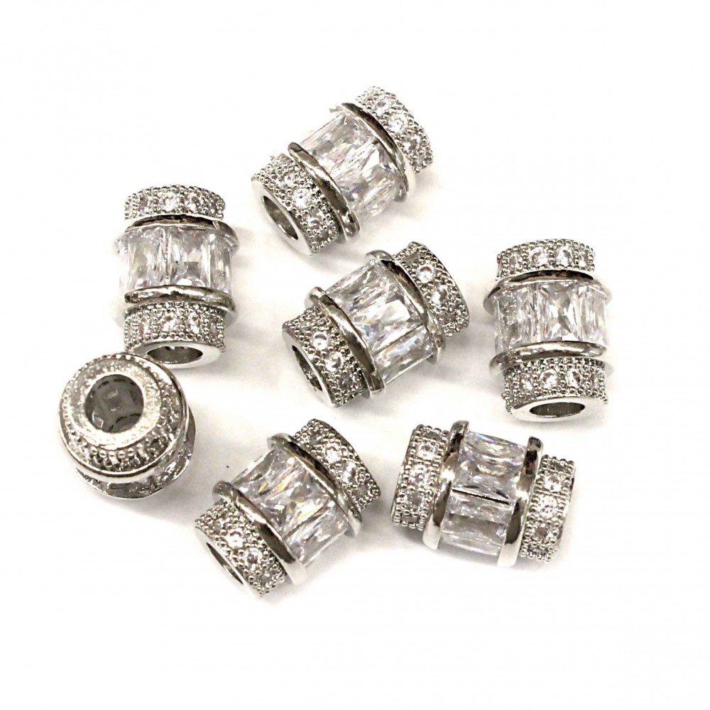 Spacer with zircons Lux 12x10mm 1pcs. (F13L1200) 