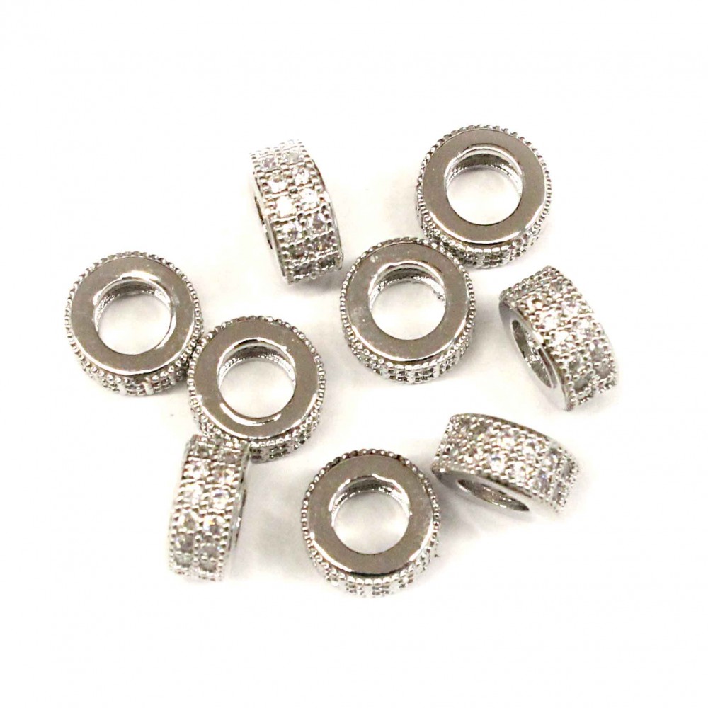 Spacer with zircons Lux 8x4mm 1pcs. (F13L1201) 