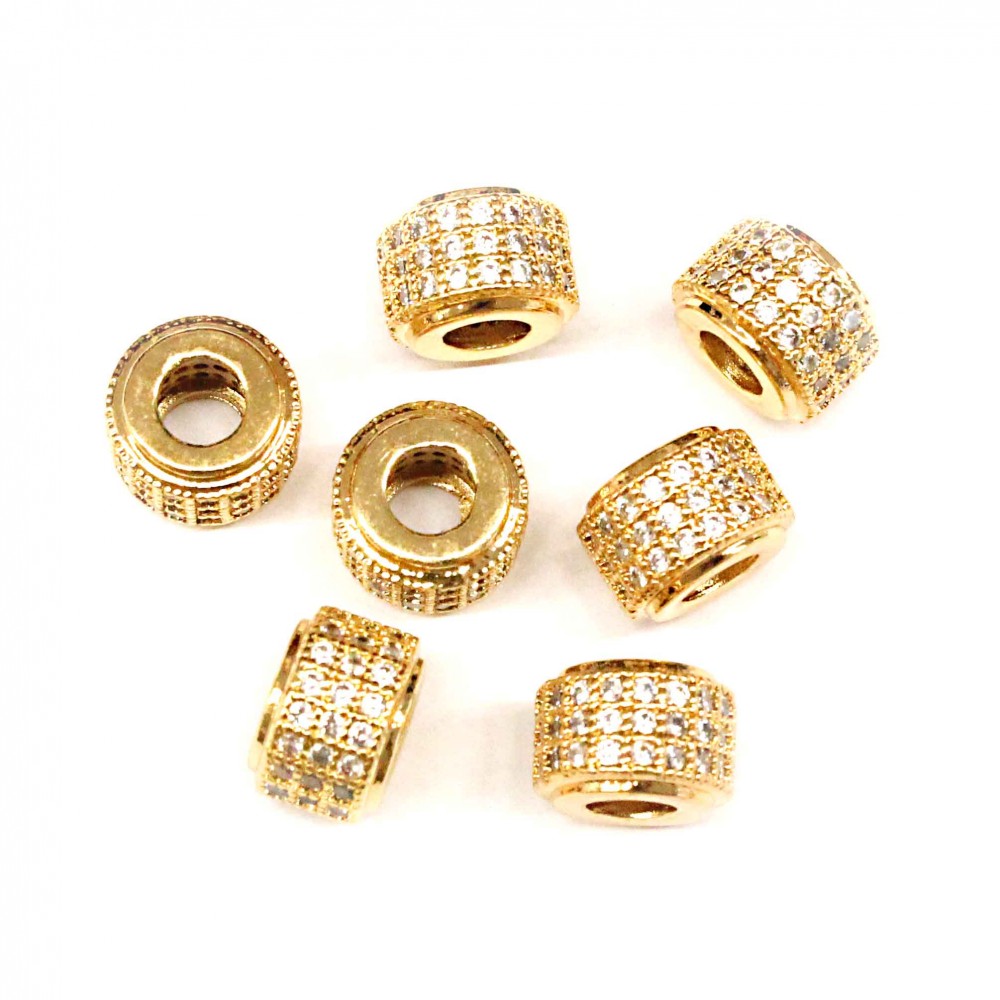 Spacer with zircons Lux 9x6mm 1pcs. (F13L3202) 