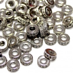Spacer with zircons "LUX" 6,5x2 mm 1 pcs. (F13L1002)