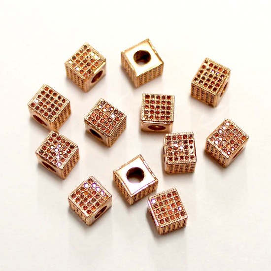 Spacer with zircons "LUX" 7x7 mm 1 pcs. (F13L4005)