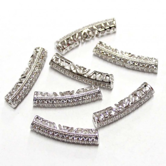 Spacer with zircons "LUX" 27x6mm 1pcs. (F13L1056)