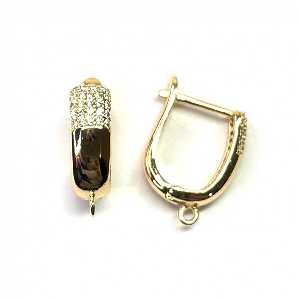 Earring fittings with zircons Lux 17x5mm 2pcs. (F02L3511) 
