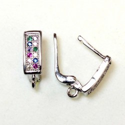 Earring fittings with zircons "LUX" 15x5mm 2pcs. (F02L1230)