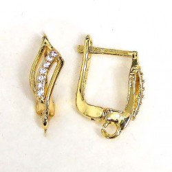 Earring fittings with zircons "LUX" 16x6mm 2pcs. (F02L3212)