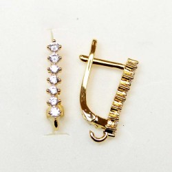 Earring fittings with zircons "LUX" 17x3mm 2pcs. (F02L3082)