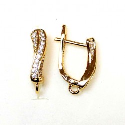 Earring fittings with zircons "LUX" 17x5mm 2pcs. (F02L3094)
