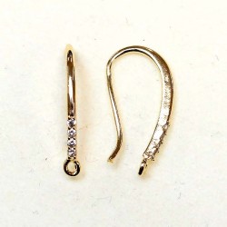 Earring fittings with zircons "LUX" 18x1,5mm 2pcs. (F02L3321)