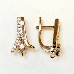Earring fittings with zircons "LUX" 18x9mm 2pcs. (F02L3098)