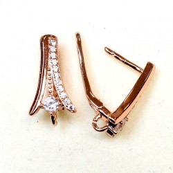 Earring fittings with zircons "LUX" 18x9mm 2pcs. (F02L4099)