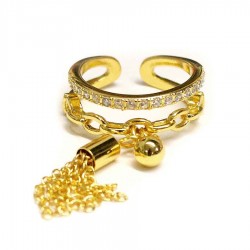 Adjustable ring with zircons "LUX" (F90L3107)