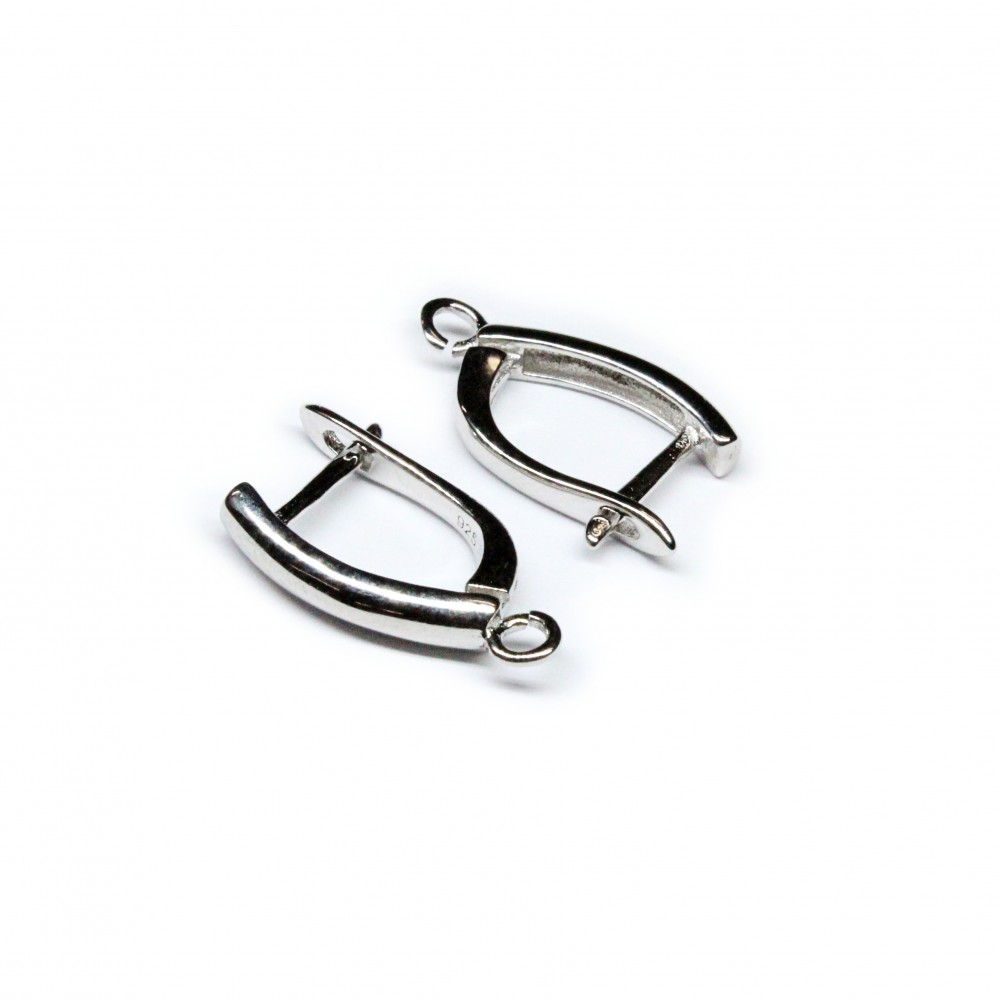 Silver earring fittings - 19х12mm 2 pcs. (F02S1083) 