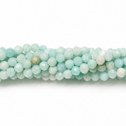 Faceted Amazonite beads, 3mm, natural stone