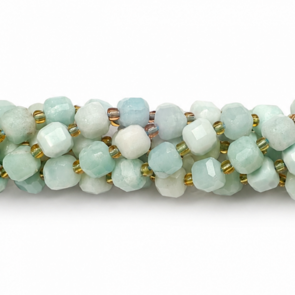 Amazonite beads, 7×7 mm, natural stone