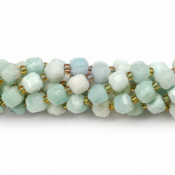 Amazonite beads, 7×7 mm, natural stone