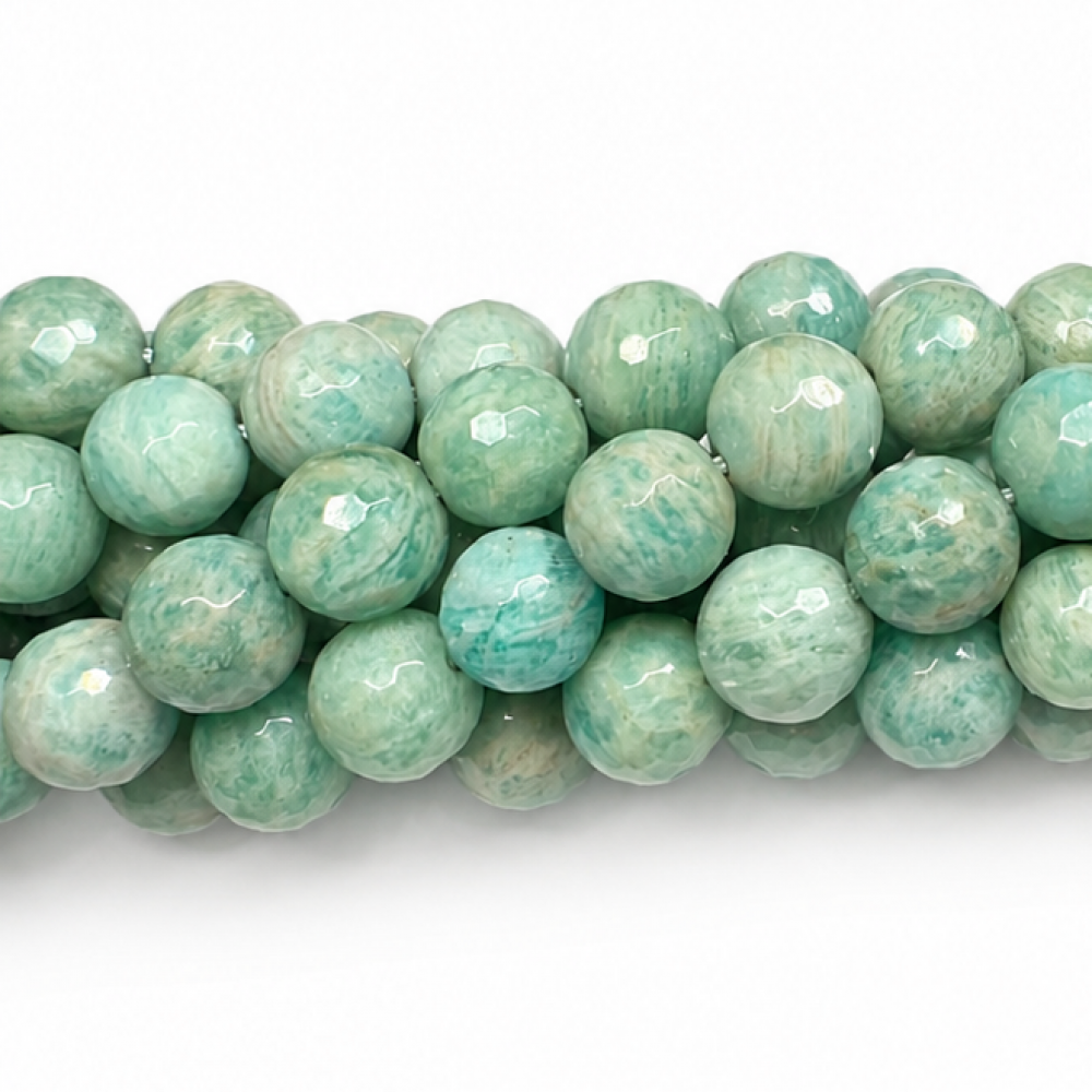 Faceted Amazonite beads, 8mm, natural stone