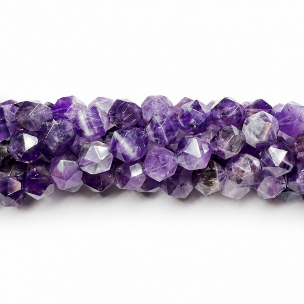 Amethyst beads, 8×7 mm, natural stone