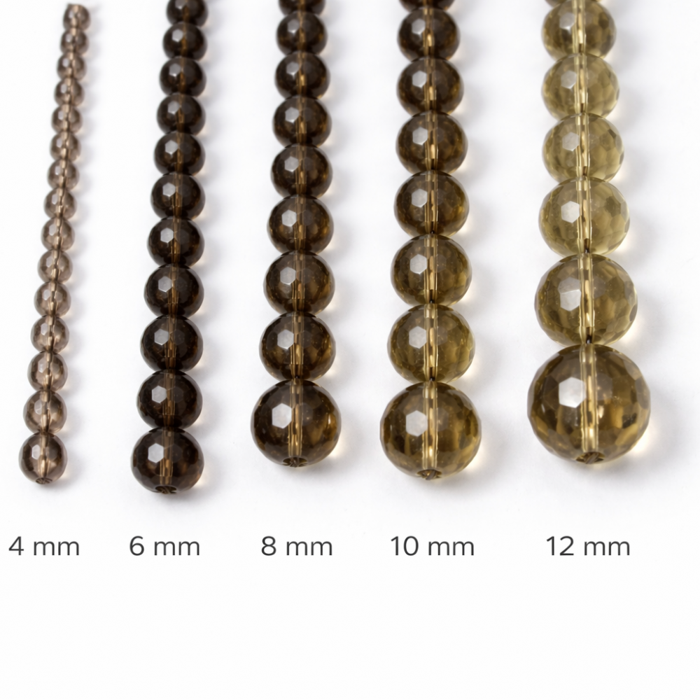 Beads Smoky quartz-faceted 8 mm (1608000G)