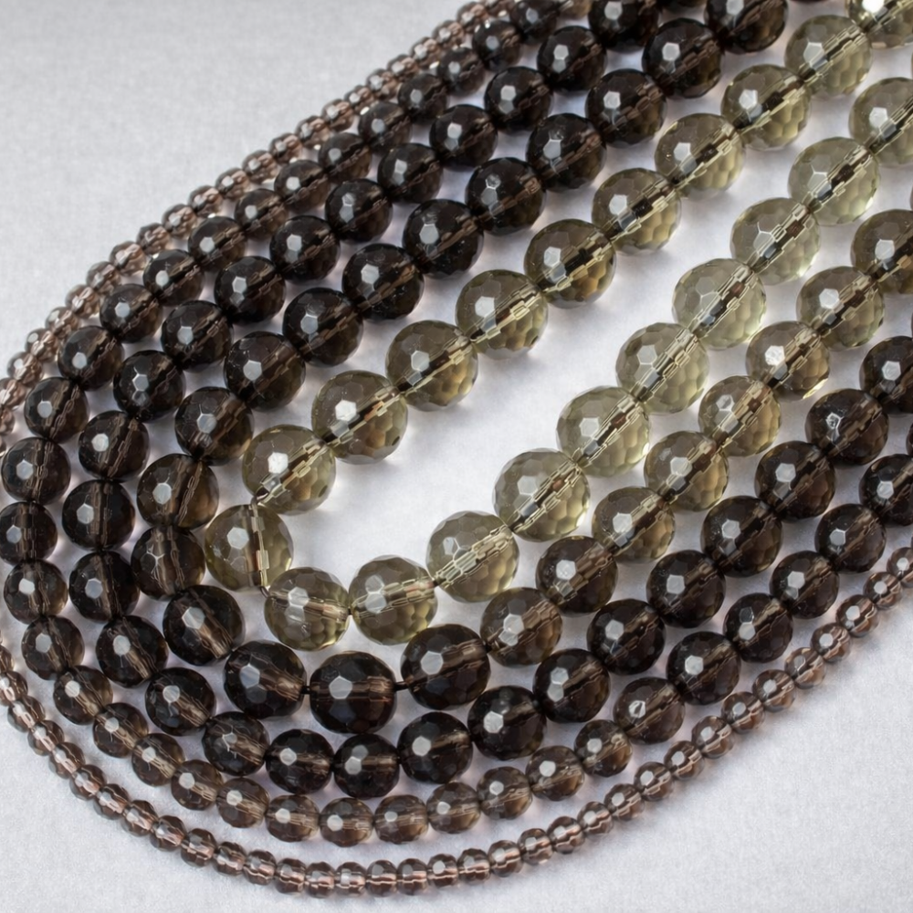 Beads Smoky quartz-faceted 8 mm (1608000G)