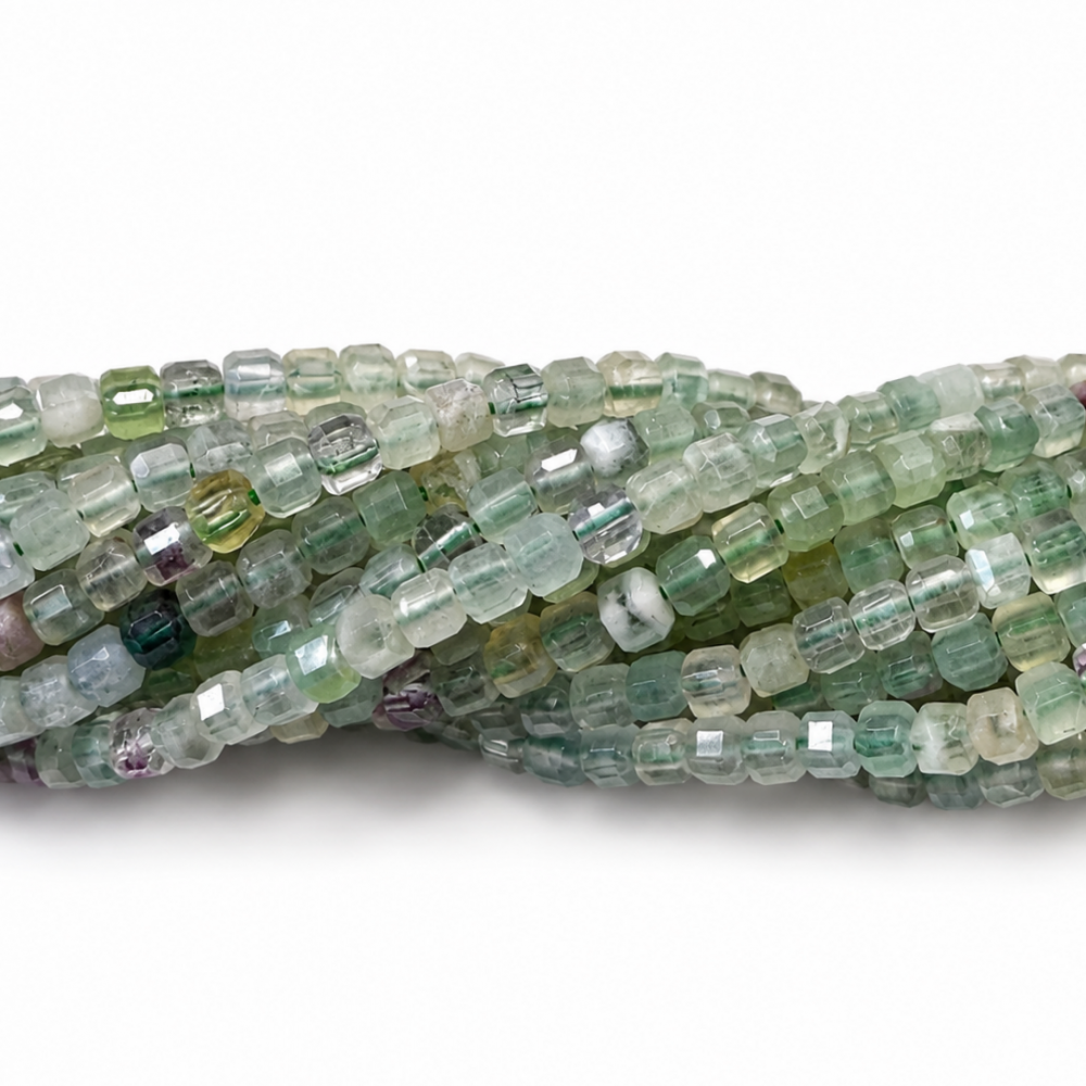 2 mm faceted fluorite beads – natural stone