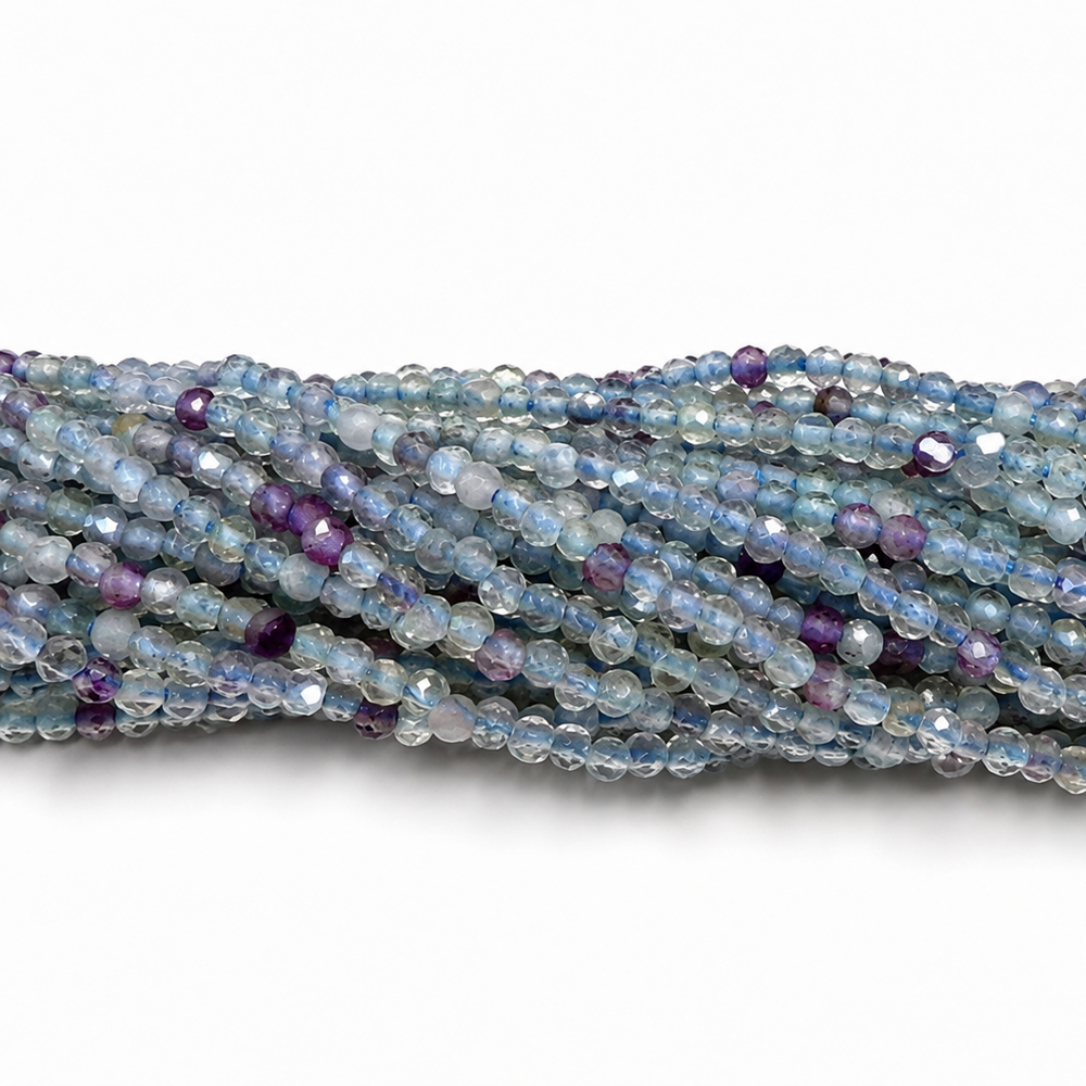2 mm faceted fluorite beads – natural stone