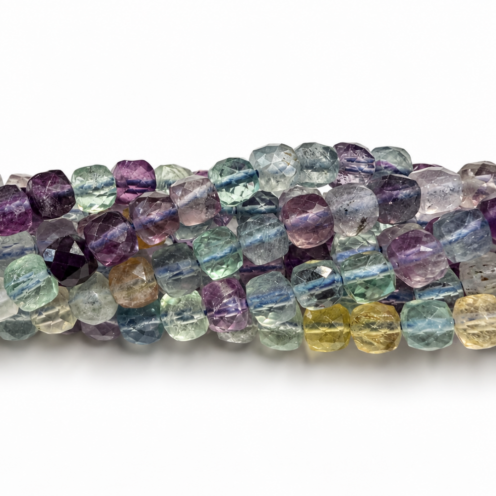 4 mm faceted fluorite beads – natural stone