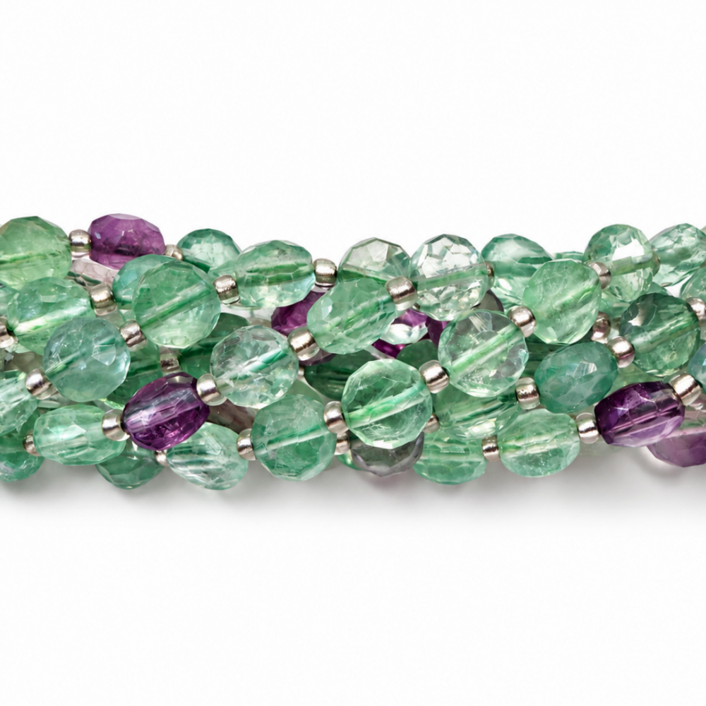 8 mm faceted fluorite beads – natural stone