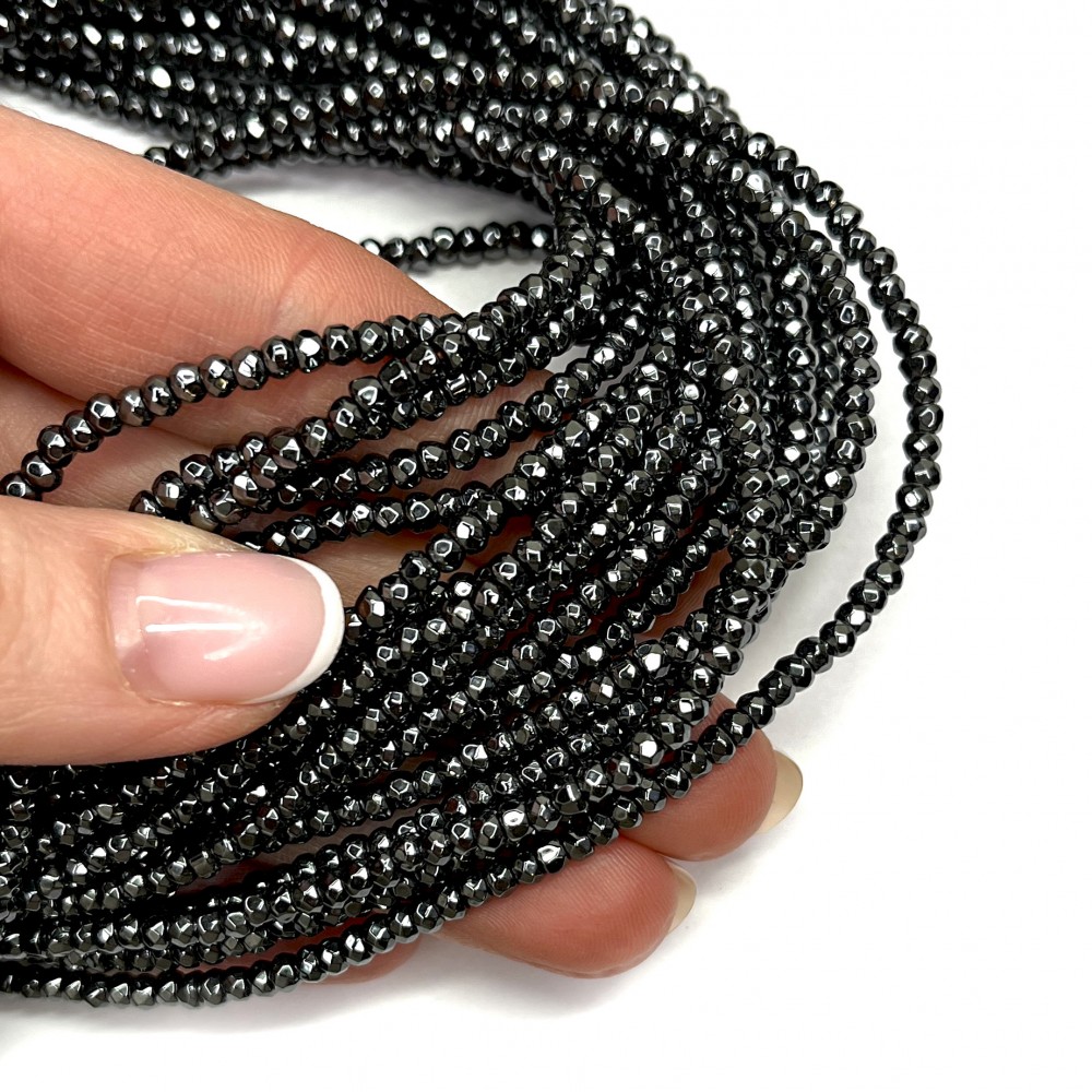 Beads Hematite-faceted 3x2mm (1003005G)