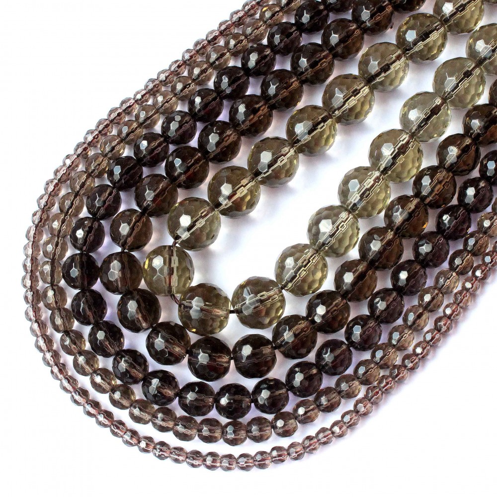 Beads Smoky quartz-faceted 8 mm (1608000G)