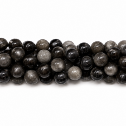 10 mm silver obsidian beads, natural stone