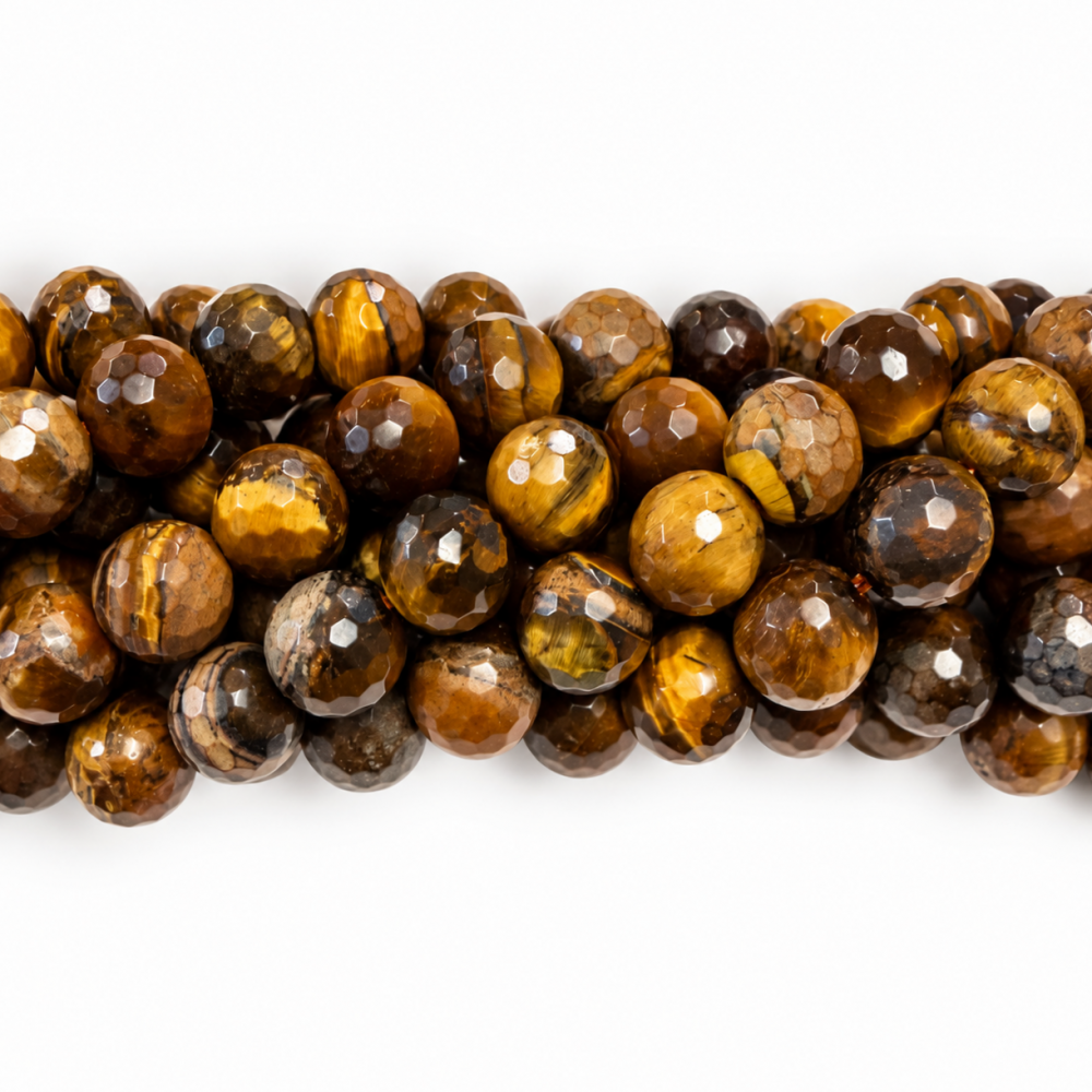 8 mm faceted tiger’s eye beads – natural stone