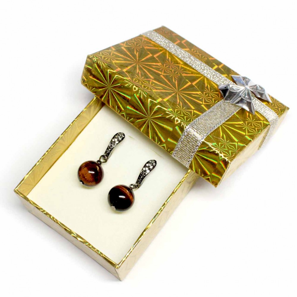 Earrings Lux-Bulls eye + gift box (70900)