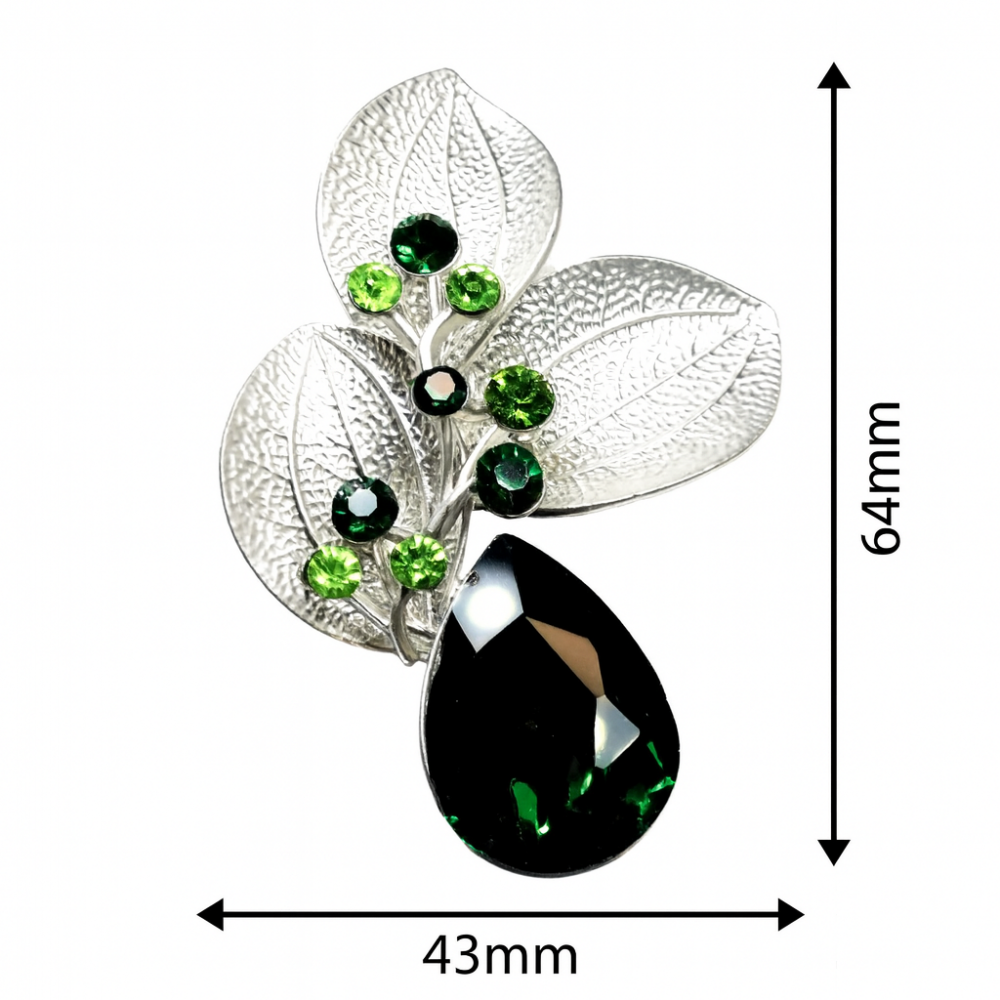 Brooch ‘Leaves with Emeralds’ (6721)