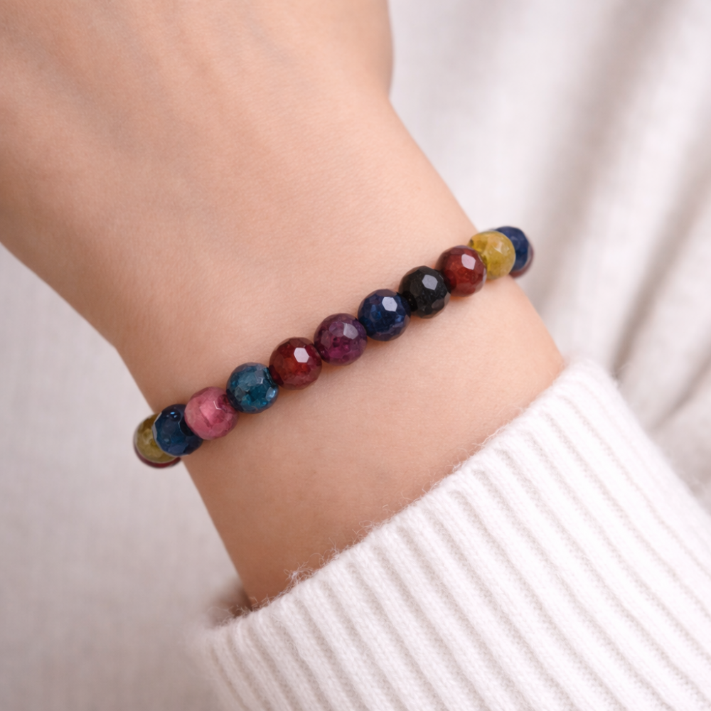 Faceted Sapphire Beaded Bracelet