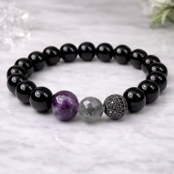 Agate Bracelet with Amethyst and Labradorite