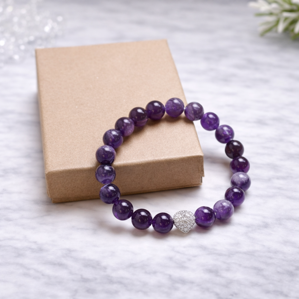 Amethyst Bracelet with Decorative Accent