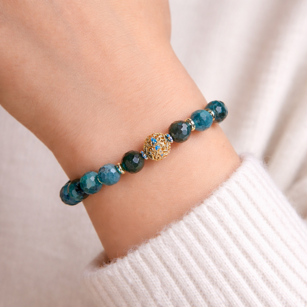 Apatite Bracelet with Decorative Accent