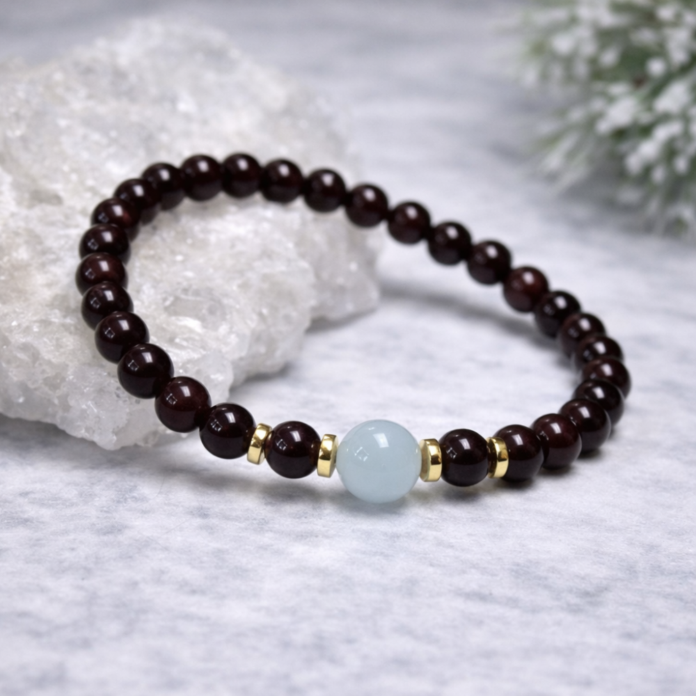 Garnet, Aquamarine & Hematite Bracelet