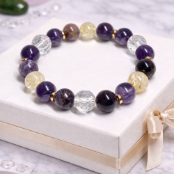 Bracelet with Natural Stones: Amethyst / Citrine / Clear Quartz