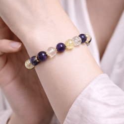 Bracelet with Natural Stones: Amethyst / Citrine / Clear Quartz