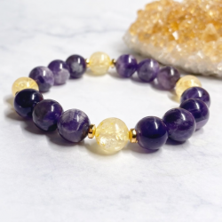 Bracelet with Natural Stones: Amethyst / Citrine