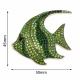 Stylish fish-shaped brooch decorated with sparkling green rhinestones of various shades. (6502)